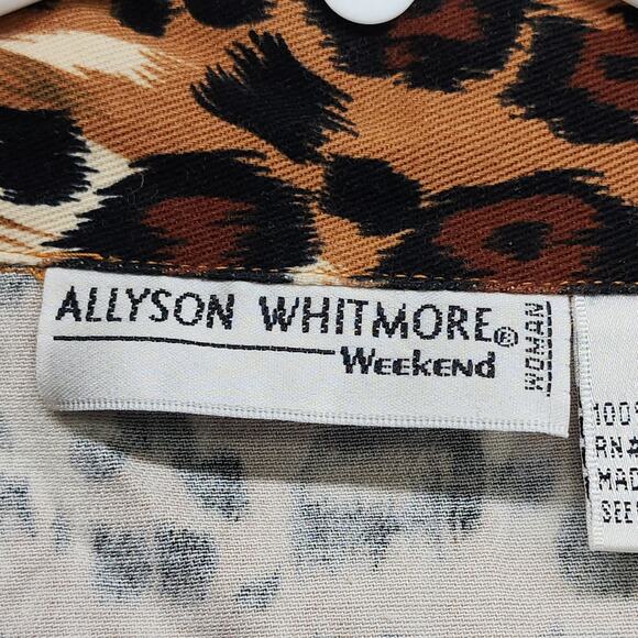 Vintage Allyson Whitmore Weekend Jacket Womens 1X Brown Animal Print Embroidered - Picture 4 of 8